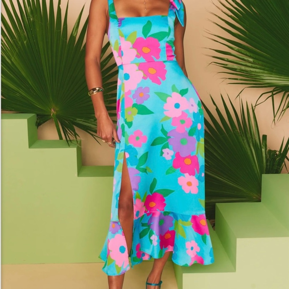 Show Me Your Mumu Garden Midi Dress in Multi Piccadilly Floral size Small Spring